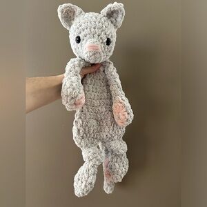Handcrafted crochet kitty cat knotted snuggler lovey
